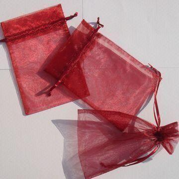 Sheer Organza Bag with Ribbon Drawstring, Available in Various Shapes and Sizes