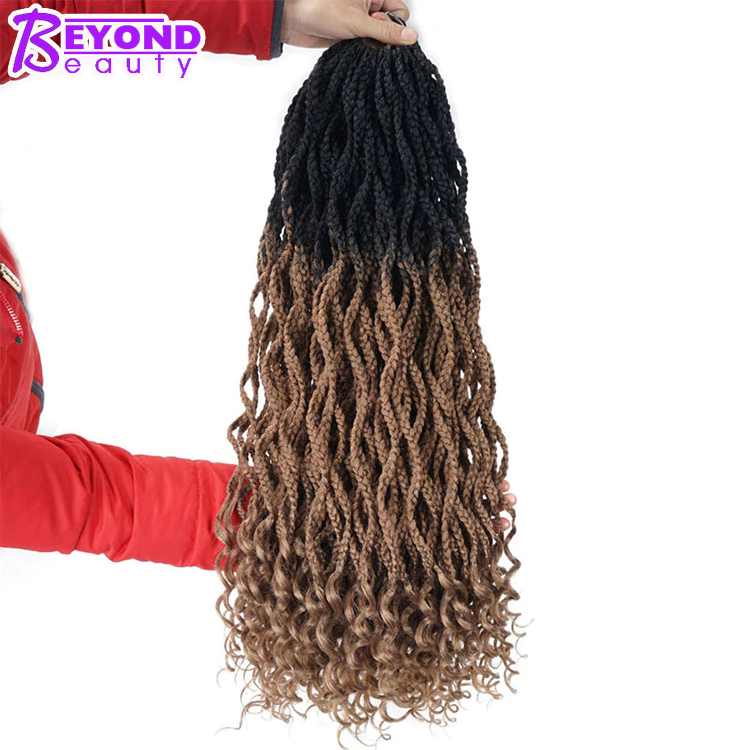 Curly crochet Box braided hair Pre Looped Goddess box braids Wavy Locs crochet hair ombre synthetic braiding Hair curly