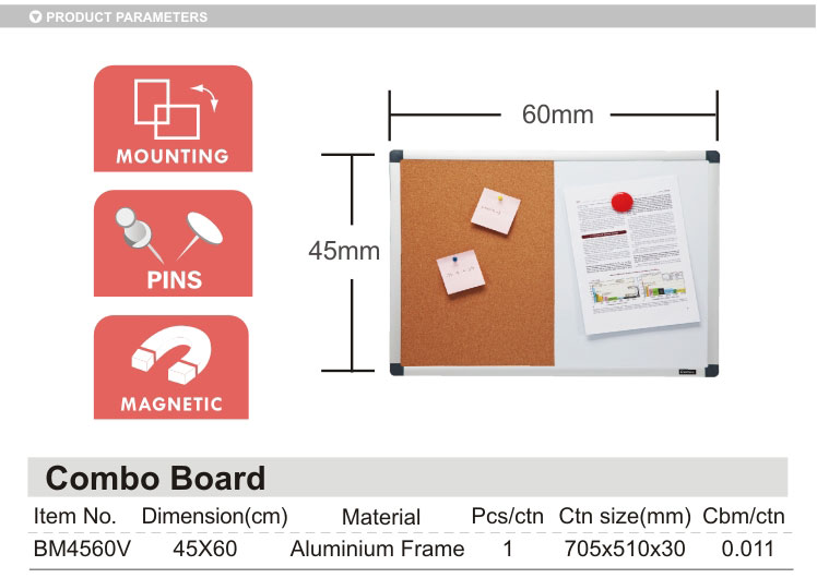 Hot sale school supplies multi function wholesale magnetic Half cork half whiteboard combo notice board combo memo board