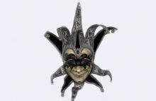 Traditional Black Venetian Jester Mask Men For Interior Decorative