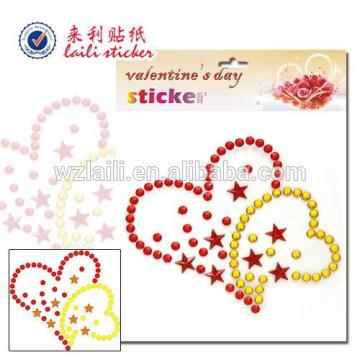 stickers for valentine'sday /heart shape acrylic rhinestone sticker/jewelry sticker