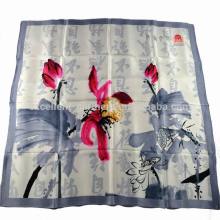 Custom design hand printing ladies polyester scarf for girl 70*70cm