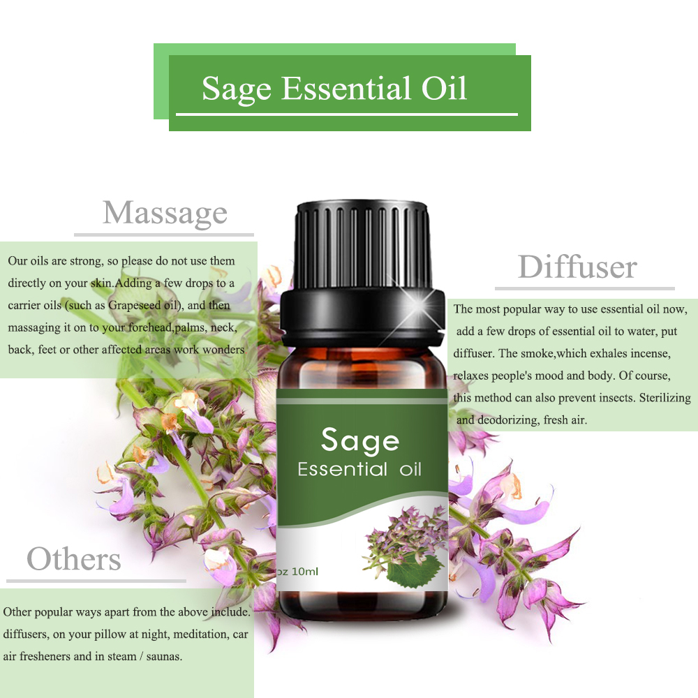 ฉลากส่วนตัว clary sage น้ำมันหอมระเหย 10 มล. สำหรับการนวด