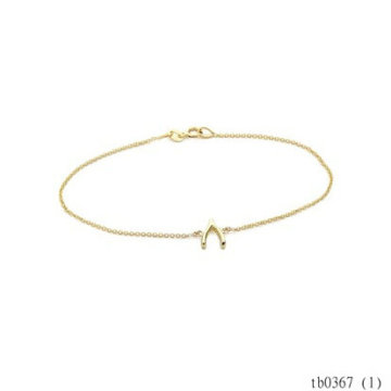 Fashion gold cute letter wishbone bracelet