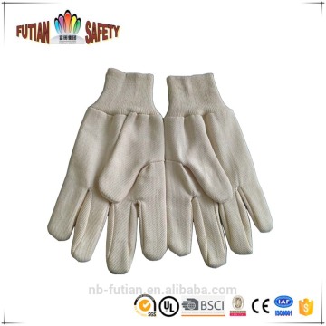 FTSAFETY High Quality White Cotton Canvas, Clute Patter Straight Thumb Knit Wrist Working Gloves