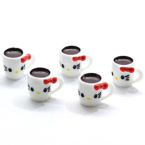 Nieuwe Charm Cat Cup Shaped Resin Cabochon Leuke Kralen 100 stks / zak DIY Craft Decoratie Kralen Charms Speelgoed Ornamenten