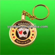 China made poker keyring silver, plastic keychain poker