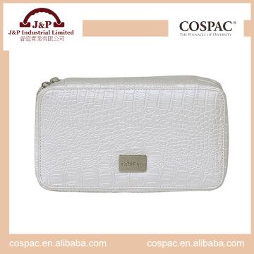 White PVC zipper cosmetic brush Bag with nylon mesh zipper pocket