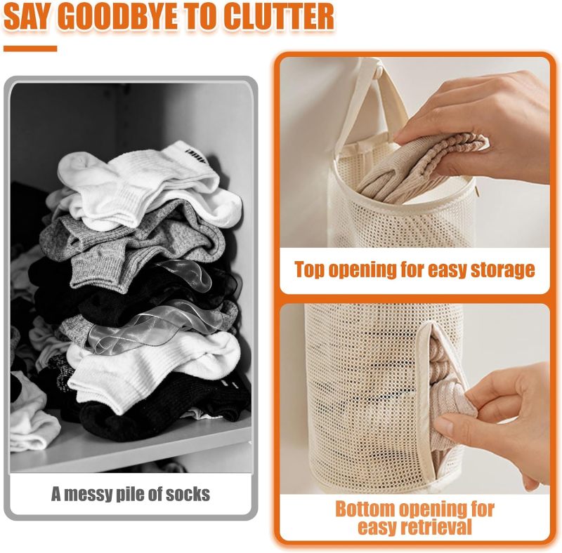 Hanging Sock Organizer,3 Pack Mesh Storage Bags