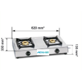 SS LPG Stove 2 Burners Brass