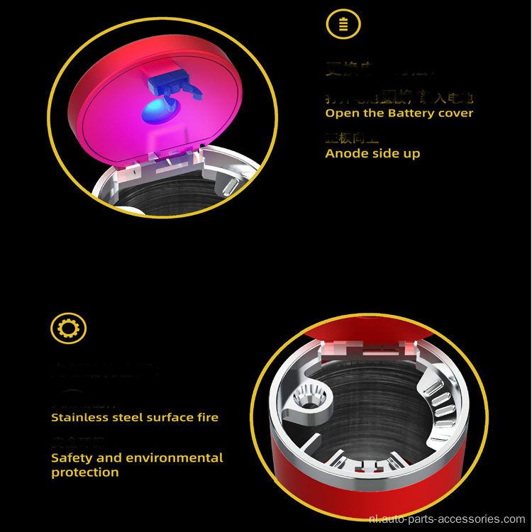 Auto Astray plastic auto asbak met LED -lichten