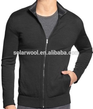210A Men's full zip-up jacket without hood merino wool