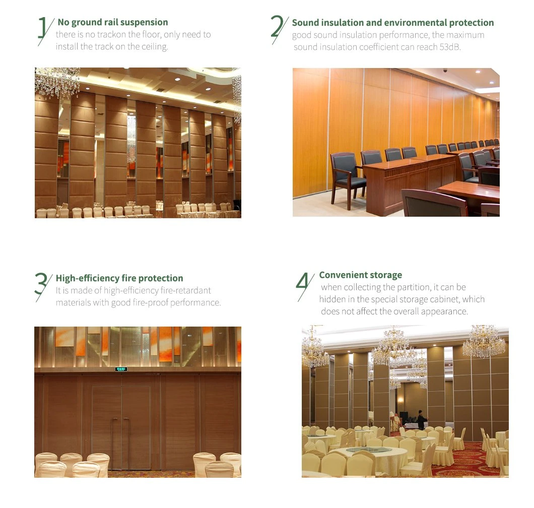 High Sound Insulation Sliding Door Partition Inexpensive Sliding Room Partition for Meeting Room