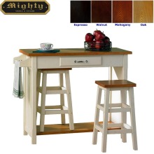 Kitchen Bistro Oak Top 2 Stools and Breakfast Bar Table Set