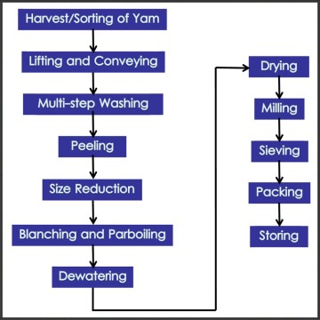 Yam flour processing