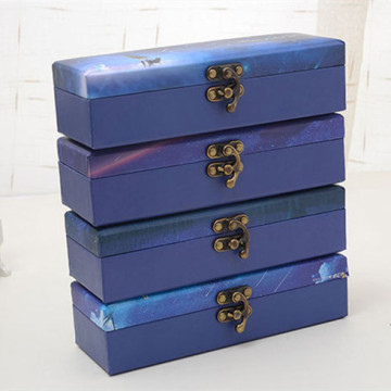 double-deck paper pencil case with metal hook