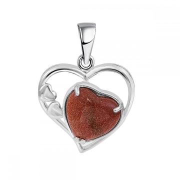 Red Goldstone Love Heart Birthstone Pendant Gemstone Necklaces for Women