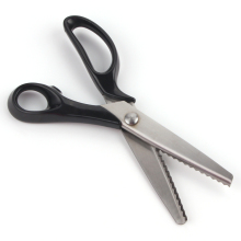 Professional Big Semi-Circular Arc Black Handle Lace Cutting Zigzag Scissors