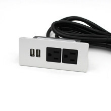 2 Sockets Recessed Power Stripe with USB Charger
