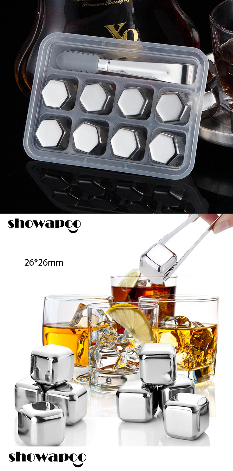 Reusable Whiskey Stones Chillers Wine Ice Cube Stainless Steel