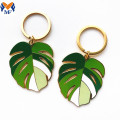 Hadiah Logo Tersuai Enamel Monstera Leaf Keychain