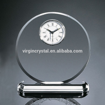 Round crystal table clock with base for souvenirs