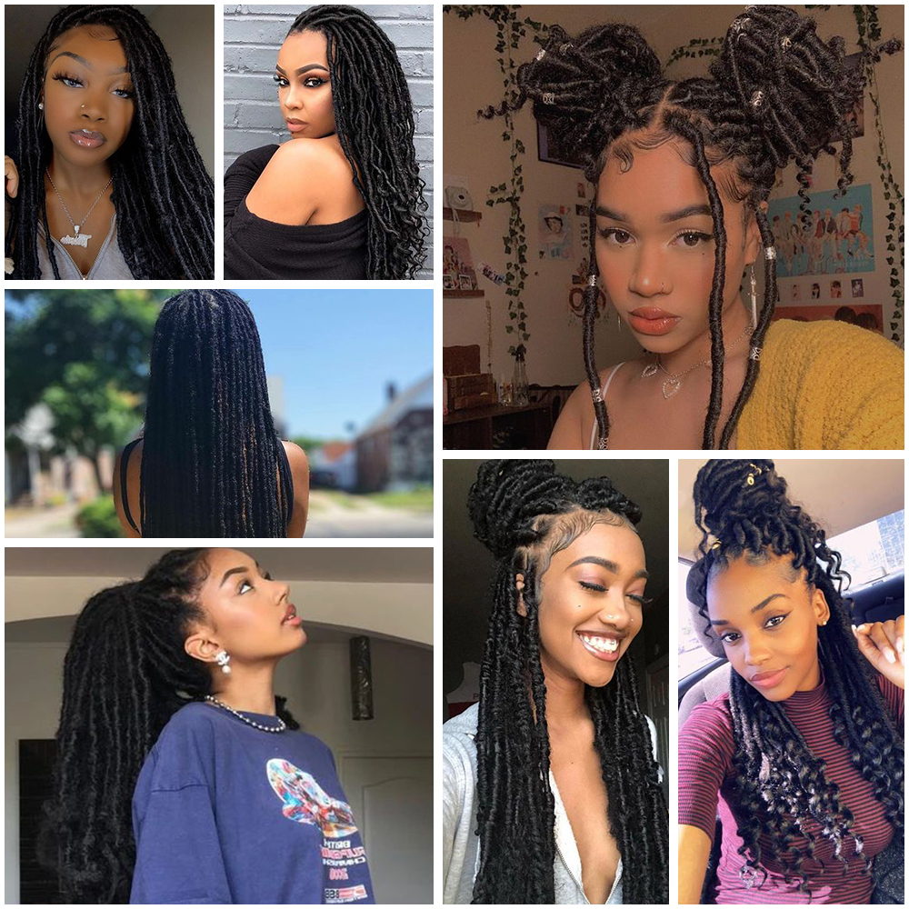 Crochet Hair Soft End Natural Synthetic Braids Brown Extension For Women