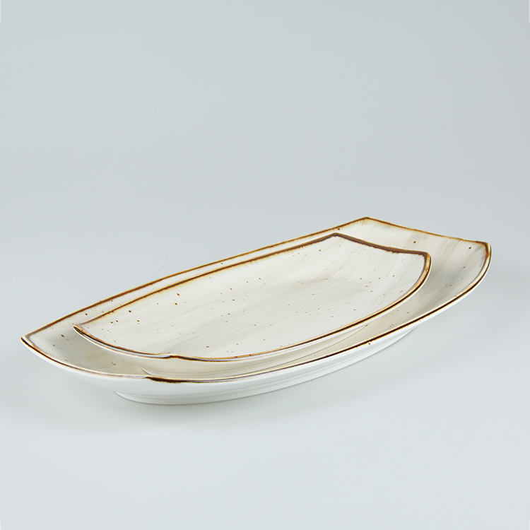 Nordic Style Beige Glazed Seramic Makanan Labik