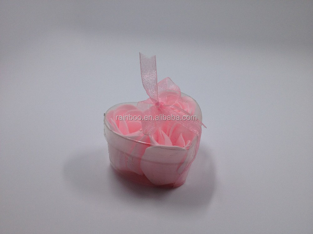 心形 3 件玫瑰花肥皂纸带 PP 盒促销