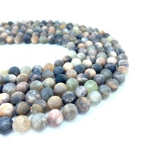 8mm Round Natural Black Sun Stone Loose Beads String