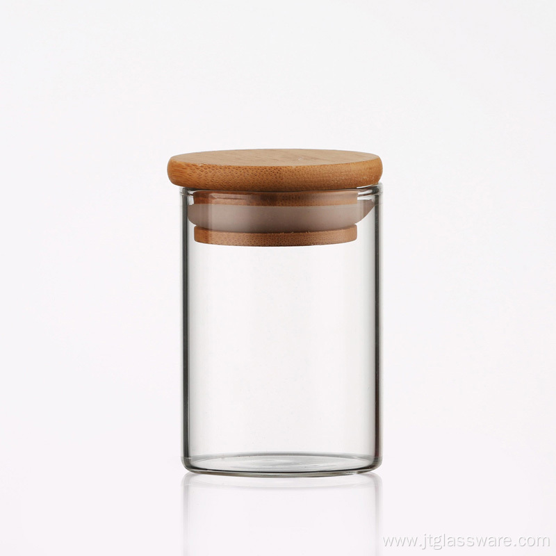 Heat Resistant Round Glass Jar Bamboo Lid