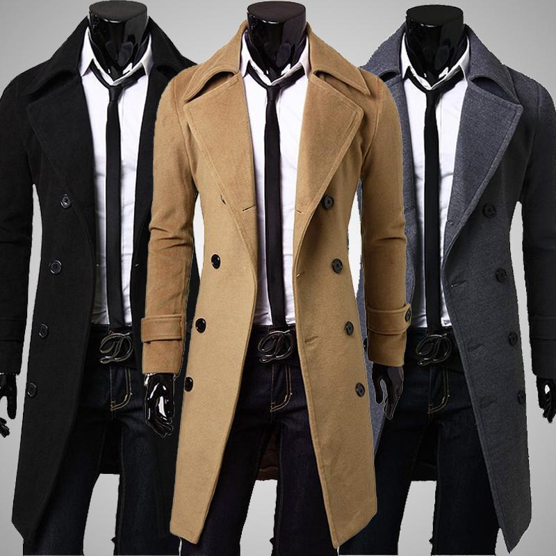 Winter Mid Length Trench Coat Men