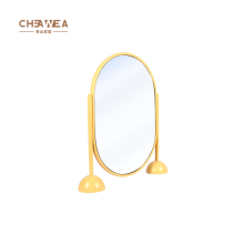 Oval Vanity Table Mirror - Yellow and White Decor for Makeup