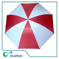 guarda-chuva de golfe de punho de madeira branca e vermelha