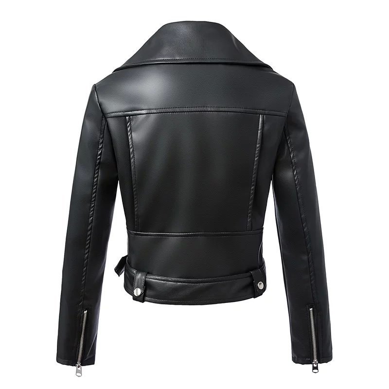 Women Zipper Pu Leather Jacket