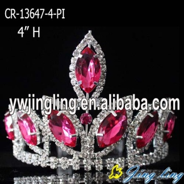 4" Rosa Rhinestone Mini desfile coronas