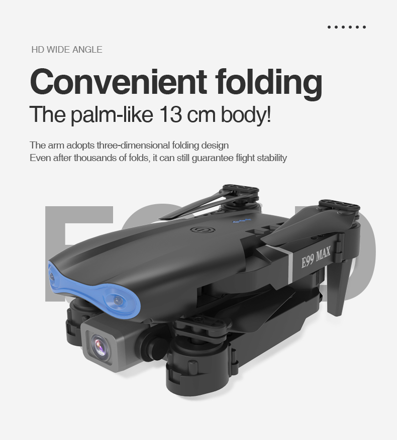 NEW E99 MAX 4K 1080P HD Dual Camera With WiFi FPV Altitude Hold Mode Profesional Helicopter Foldable Quadcopter