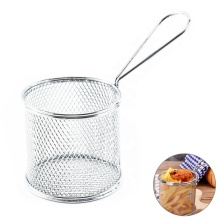 JHY Metal Kitchen Round French Fry Chips Serving Basket and Strainer