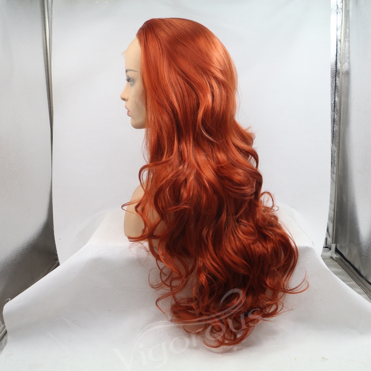 Vigorous mono long premium high quality straight wholesale black women synthetic hair wigs with lace front