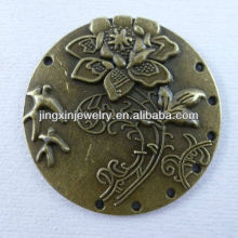 Flat Metal Bronze Coin Carved Flower Pendants Accessories Pendants Scarf