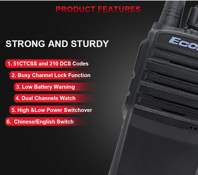 2021 New launch Ecome radios UHF 400-480MHz walkie talkie long range portable radio