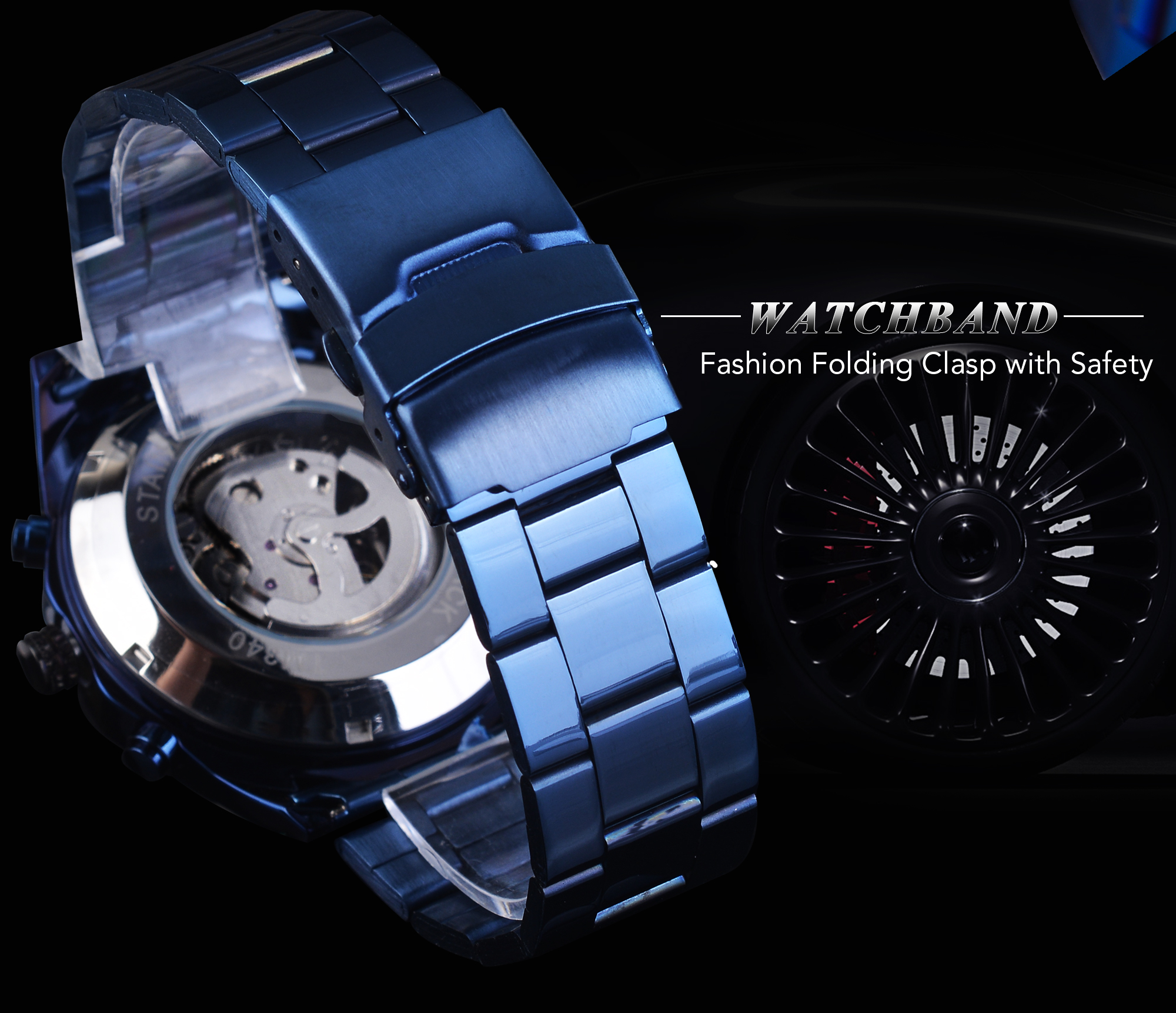 Forsining Blue Design Stainless Steel Men Mechanical Automatic Wrist Watches Top Brand Luxury Military Sport Male Clock