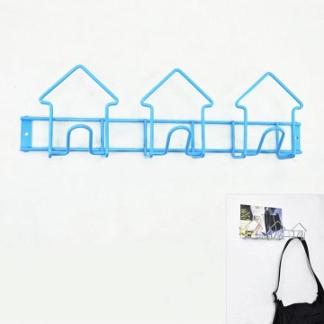 Fancy Blue Color Wall Mounted House Shape 3 Hooks