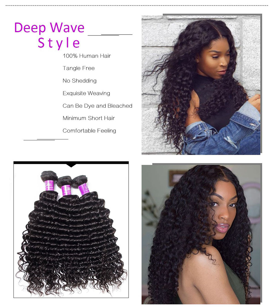 Deep Wave Curly Human Hair Weave Full Cuticle Aligned Unprocessed Virgin Hair Indian China 100% Human Hair Vendor