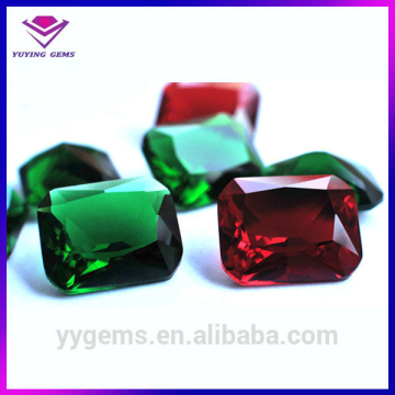 Glass Manufacturer Octagon Shape Lab Created Green Red Glass Gems