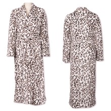 2015 new design leo flannel fleece bathrobe/100% microfibre bathrobe