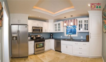 Mahogany wood veneer kitchen cupboards