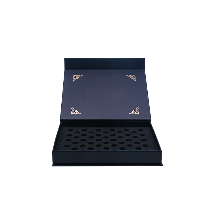 Custom design black flip paperboard gift box Cosmetics skin care essential oil mask essence packaging box