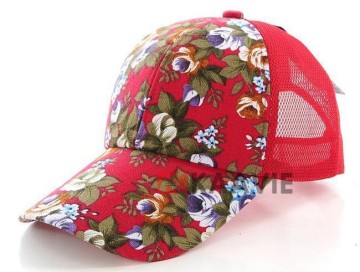 Guangzhou kaavie custom flower snapback hawaiian hat 5 panel mesh trucker hats