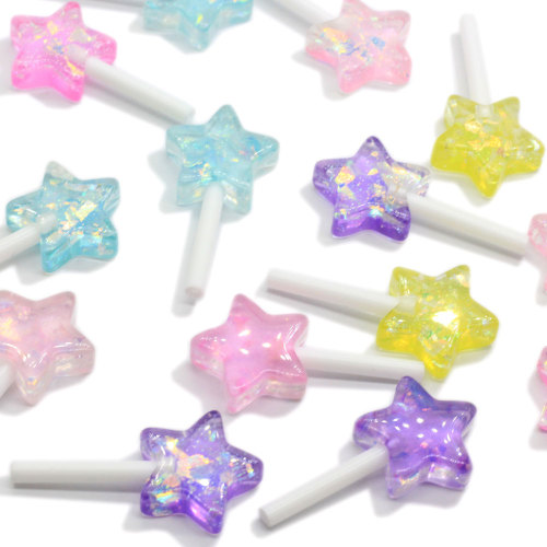Fornitura di produzione Mini glitter all&#39;interno di mini cabochon in resina a forma di stella Charms carini per bambini Ornamenti per camera spaziatore giocattolo fai-da-te